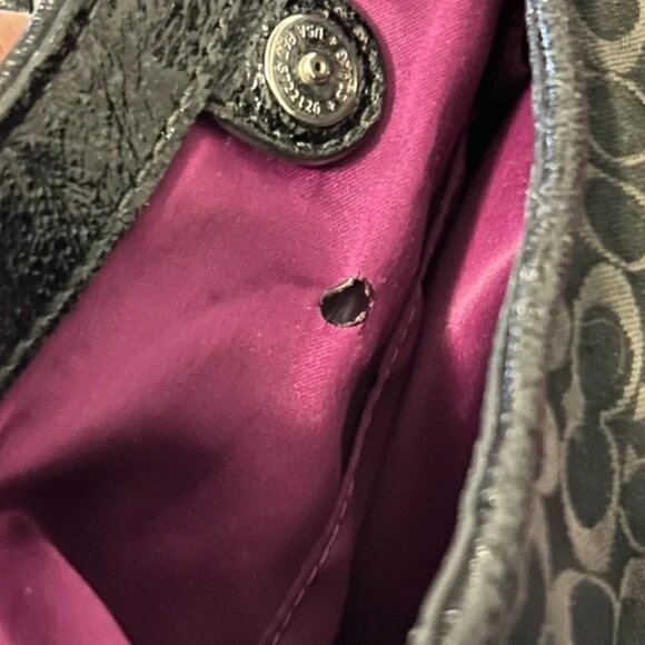 Coach Black Madison Signature Pleated Hobo Handbag - Picture 5 of 6